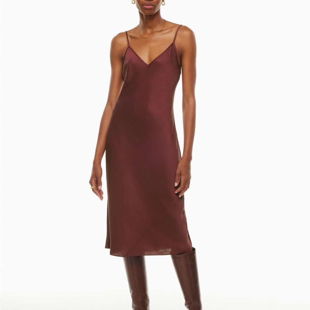 Aritzia Wilfred Only Slip Satin Midi Dress - Wine